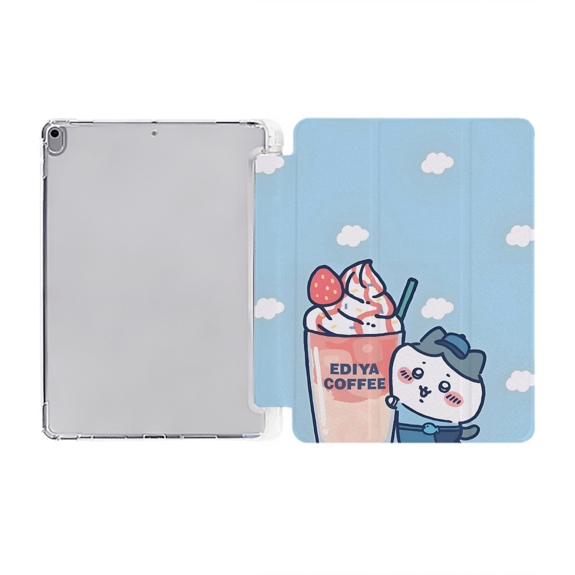 （画像用） ちいかわ Chii-kawa IPad ケース ペン収納付き 三つ折りスタンド PUレザー×シリコン 対応機種9.5/10.5/10.9インチ